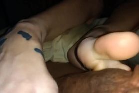 Sexy colourful toes footjob
