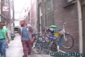 Dutch hooker rubs pussy