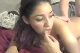 Amateur latina fucked and sucked and gets cumshot on webcam