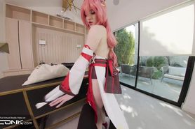 VR Conk Genshin Impact Yae Miko A sexy Teen Cosplay Parody PT2 With Melody Marks In HD Porn