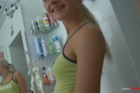 Blonde stepsister is easy to seduce, she is always wet for her brother
