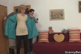 Older gal easily seduced by a freaky looking younger fucker