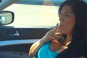 Christina Smoking - VS120 in Car