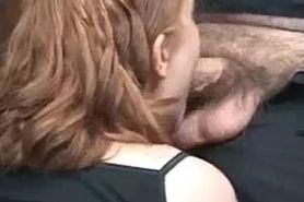Redhead slut Kirsten sucks her master's dick then gets fucked and spanked