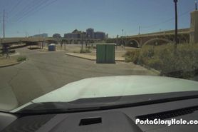 Porta Gloryhole Ebony under bridge sucks dick from strangers in public