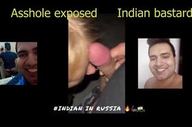 White blonde Russian girl giving blowjob to Indian boyfriend