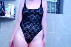 Juicy camgirl in bathroom in front of a webcam