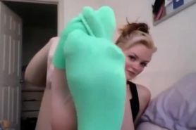 Sexy blond sock removal