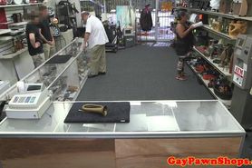 Pawnshop amateur blasted with cum for money