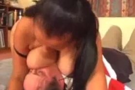big arse and big titted black milf rides a guys face