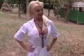 big boobed blonde gilf gets fucked outside
