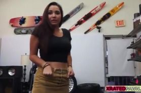 Hottie college student with nice tits sucks a big hard cock