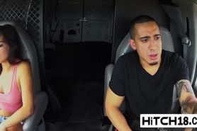 Brunette Michelle Martinez Hitchhiker Fucked In Van