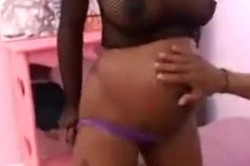 Pregnant black amateur closes eyes and enjoys deep vaginal penetration