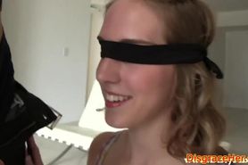 Humiliated teen jizzed on after doggystyle
