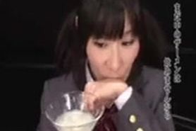 Japanese cutie eats a lot of cum. gokkun