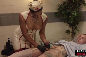 Speculum nurse toying and fingered submissives butt