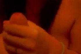 Pretty Asian girl makes a dick cum on camera