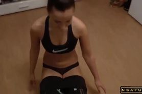 Horny Brunette Girlfriend Sucking Fucking Before Yoga