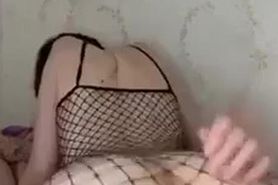 goth pawg riding the cock in fishnets twerking