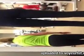 Tight gym trainer milf bends over for the cam