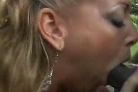 Outrageous blondie Chelsea Zinn sucking a cock of the black hunk