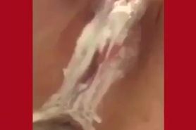 NASTY TEEN GUSHING WHIPPED CREAM, SLAPPING HER MEATY PUSSY CLOSE UP ANAL