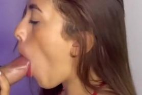 Latina is sucking a cock while she smoke
