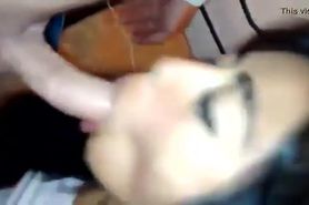 Asian teen student blows big cock
