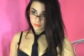 Hot Nerd lingerie teen with a hairy pussy on webcam
