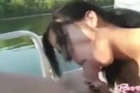 really hot girlfriend surprises lucky horny boyfriend with a steamy bj on his birthday during a ride on their boat & films i
