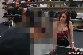 Brunette latina sucks pawnshop owners cock to get her item back