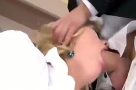Blonde Secretary Helps seal the deal