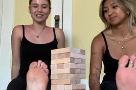 Asian and Latina feet jenga
