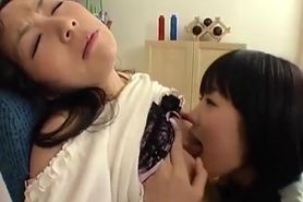 Horny Teen Japanese Lesbians Licks her Auntie