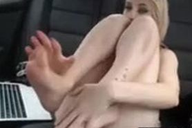 Blonde Girl Masturbates In The Car
