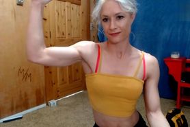 Fit Blonde Milf, Flexing Biceps, Cam 2