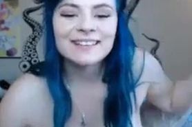 Busty blue hair girl toys pussy free sex cam
