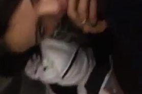 Nice girl is blowing dick in elevator