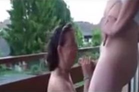 old bitch fucked in balcony