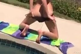Faye Reagan Strips By The Pool And Masturbates