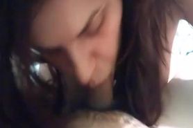 Romanian slut sucks and gets cum in her mouth and face