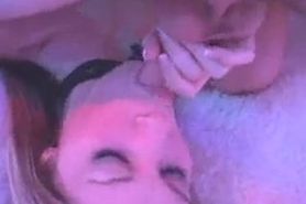 Super hot thin body girl with her bf cum all over her hot face