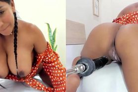 sexy latina screw machine and squirt so much