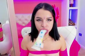 Latin Teen Hottie Sloppy Deepthroat Blowjob Until Tears Sexy Tongue Spit