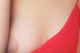 Bangladeshi girl in red bra playing with her tits