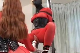 Squatting For Fucking Machine And Wand