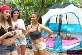 Besties enjoyed camping and group sex in the tent