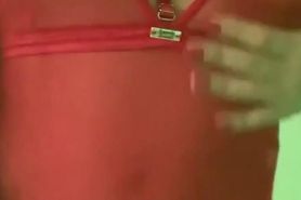 Latina in red transparent lingerie