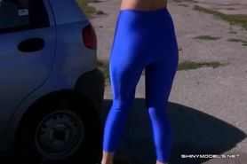 Katya in blue leggings